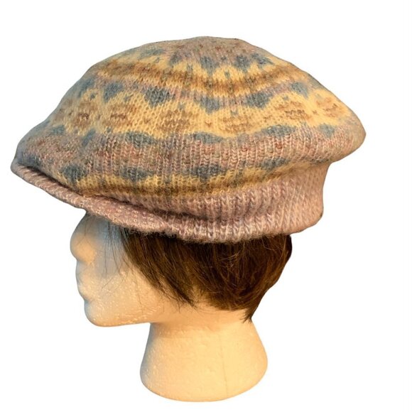 VTG ARIS OS Retro Knit Beret Flat-Cap Cabbie-Hat Nordic Fair Isle 1444MM - Picture 6 of 9